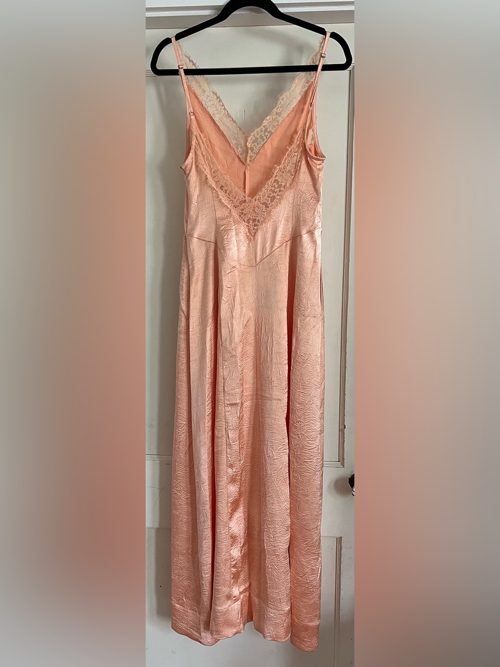 Free People Maybe Forever V Neck Satin Maxi Dress in Orange Bellini Size 0 NWT - Picture 6 of 16
